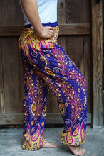 Load image into Gallery viewer, Purple and Orange Peacock Pants - coastland chic | Make Your Day More Comfortable