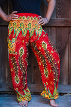 Load image into Gallery viewer, Red and Orange Peacock Pants - coastland chic | Make Your Day More Comfortable