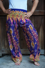 Load image into Gallery viewer, Purple and Orange Peacock Pants - coastland chic | Make Your Day More Comfortable