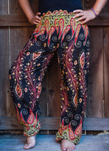 Load image into Gallery viewer, Black and Orange Peacock Pants - coastland chic | Make Your Day More Comfortable