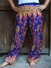 Load image into Gallery viewer, Purple and Orange Peacock Pants - coastland chic | Make Your Day More Comfortable