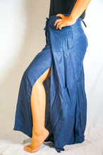 Load image into Gallery viewer, Solid Blue Palazzo Wrap Pants - coastland chic | Make Your Day More Comfortable