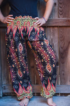 Load image into Gallery viewer, Black and Orange Peacock Pants - coastland chic | Make Your Day More Comfortable