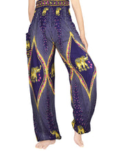 Load image into Gallery viewer, Purple and Gold Elephant Pants - coastland chic | Make Your Day More Comfortable