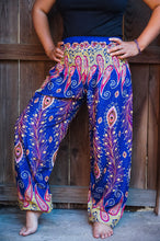 Load image into Gallery viewer, Blue and Orange Peacock Pants - coastland chic | Make Your Day More Comfortable
