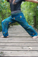 Load image into Gallery viewer, Blue and Green Peacock Pants - coastland chic | Make Your Day More Comfortable