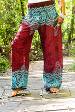 Load image into Gallery viewer, Burgundy and Teal Mandala Pants - coastland chic | Make Your Day More Comfortable