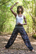 Load image into Gallery viewer, Black with Mulitcolor Accents Peacock Pants - coastland chic | Make Your Day More Comfortable