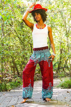 Load image into Gallery viewer, Burgundy and Teal Mandala Pants - coastland chic | Make Your Day More Comfortable