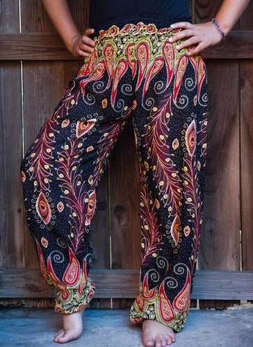 Black and Orange Peacock Pants - coastland chic | Make Your Day More Comfortable