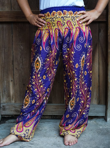 Purple and Orange Peacock Pants - coastland chic | Make Your Day More Comfortable