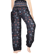 Load image into Gallery viewer, Black with Mulitcolor Accents Peacock Pants - coastland chic | Make Your Day More Comfortable
