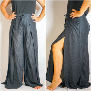Solid Black Palazzo Wrap Pants - coastland chic | Make Your Day More Comfortable