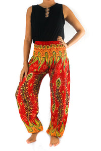 Red and Orange Peacock Pants - coastland chic | Make Your Day More Comfortable