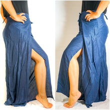 Load image into Gallery viewer, Solid Blue Palazzo Wrap Pants - coastland chic | Make Your Day More Comfortable
