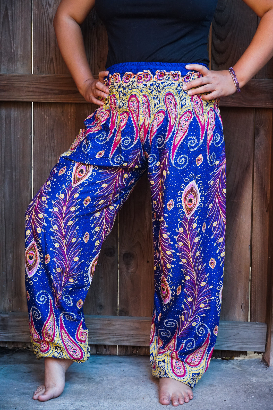 Blue and Orange Peacock Pants - coastland chic | Make Your Day More Comfortable