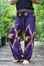 Load image into Gallery viewer, Purple and Gold Elephant Pants - coastland chic | Make Your Day More Comfortable
