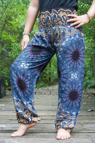 Blue and Tan Mandala Pants - coastland chic | Make Your Day More Comfortable