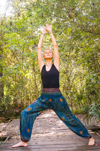 Load image into Gallery viewer, Blue and Green Peacock Pants - coastland chic | Make Your Day More Comfortable
