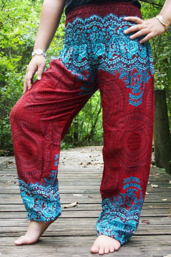 Burgundy and Teal Mandala Pants - coastland chic | Make Your Day More Comfortable