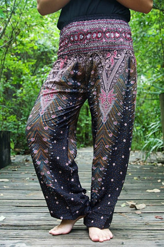 Brown and Pink Peacock Pants - coastland chic | Make Your Day More Comfortable