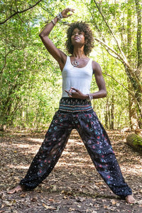 Black with Mulitcolor Accents Peacock Pants - coastland chic | Make Your Day More Comfortable
