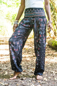 Black with Mulitcolor Accents Peacock Pants - coastland chic | Make Your Day More Comfortable