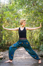 Load image into Gallery viewer, Blue and Green Peacock Pants - coastland chic | Make Your Day More Comfortable
